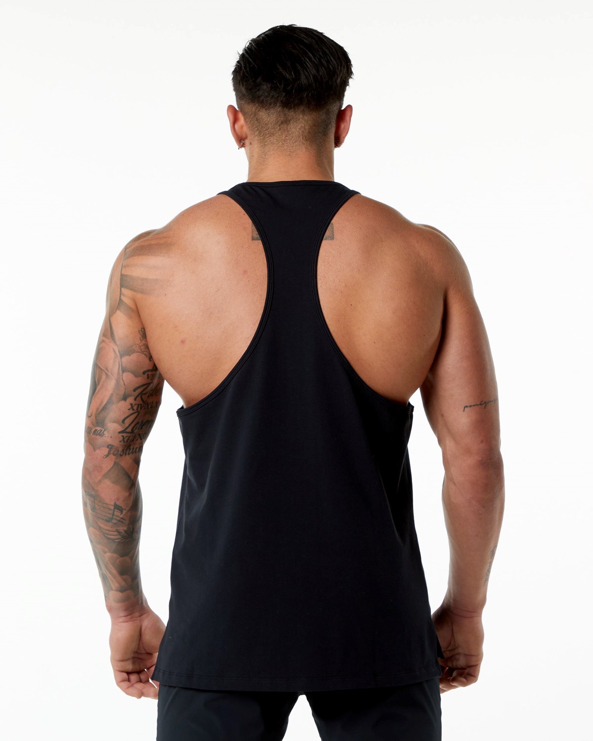 Alphalete Stepped Hem Stringer Czarne | 14829-MEXU