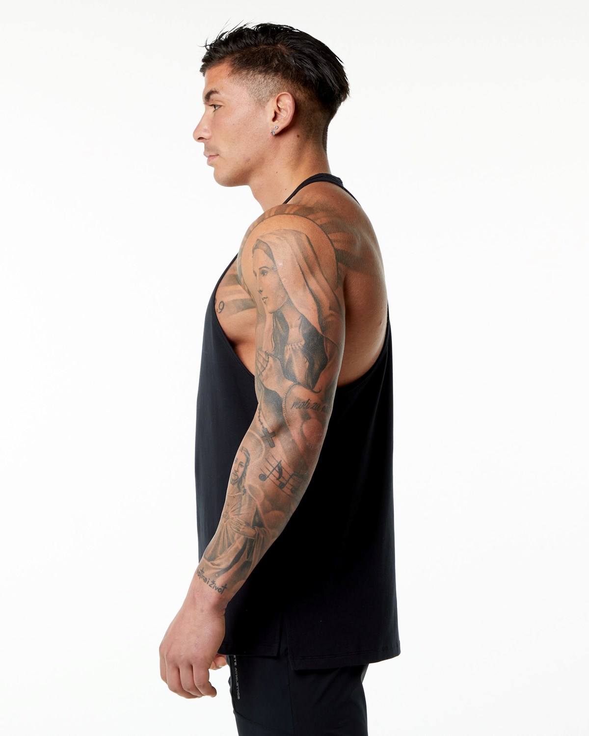 Alphalete Stepped Hem Stringer Czarne | 14829-MEXU