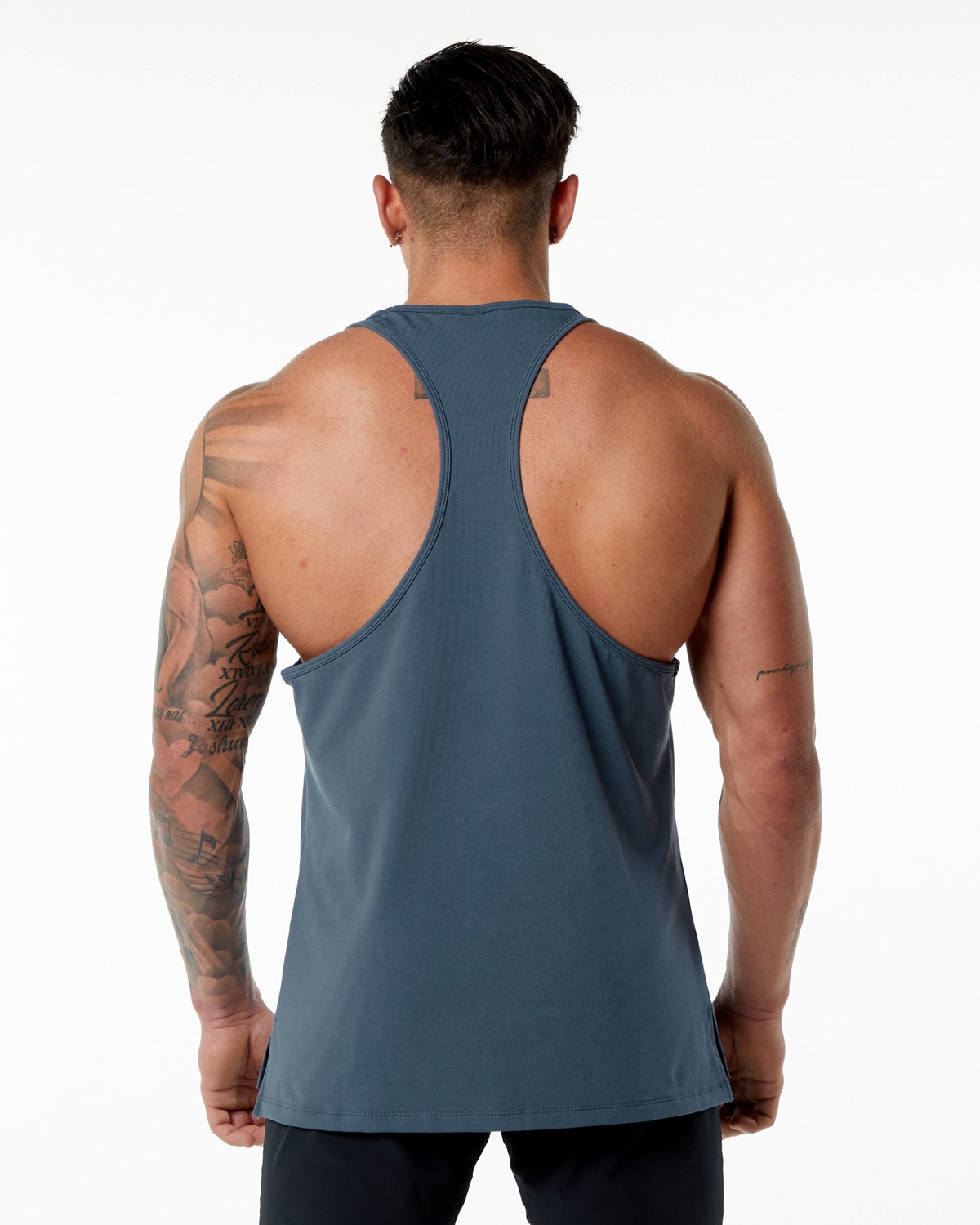 Alphalete Stepped Hem Stringer Niebieskie | 31679-BUMS