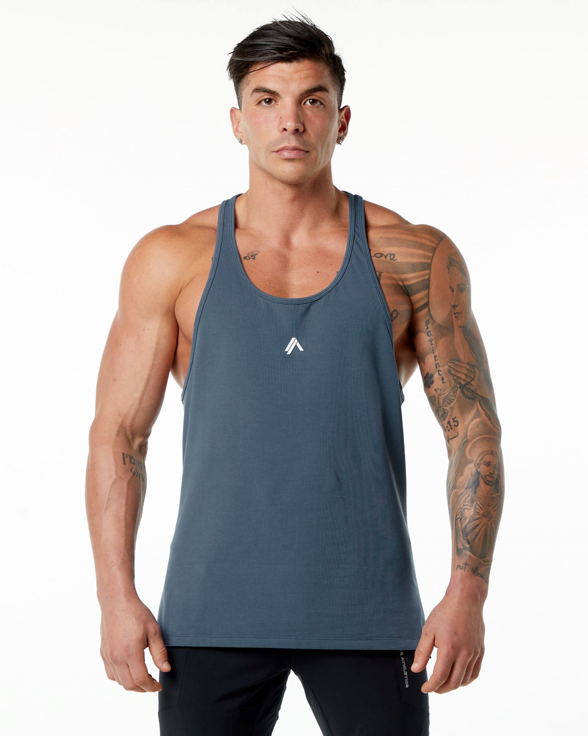 Alphalete Stepped Hem Stringer Niebieskie | 31679-BUMS