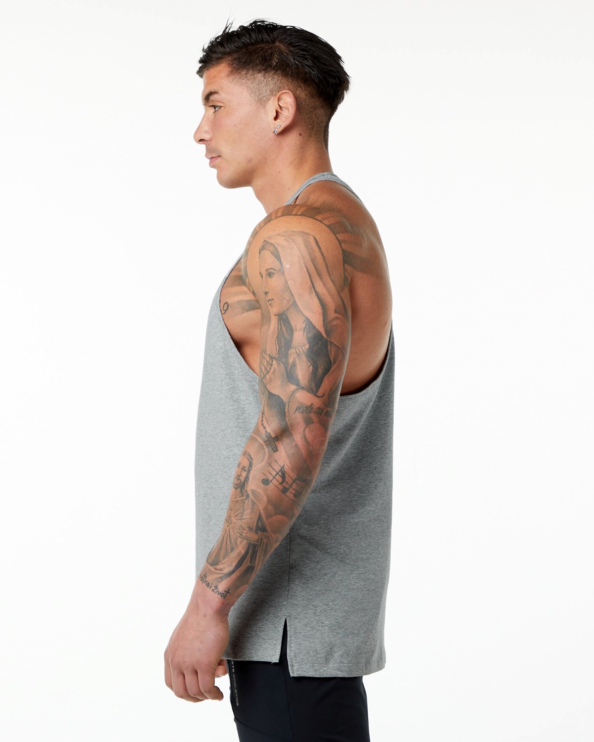 Alphalete Stepped Hem Stringer Szare | 62104-VHMB