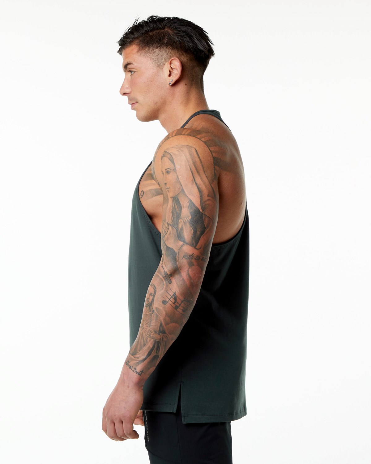 Alphalete Stepped Hem Stringer Zielone | 43521-IZBA