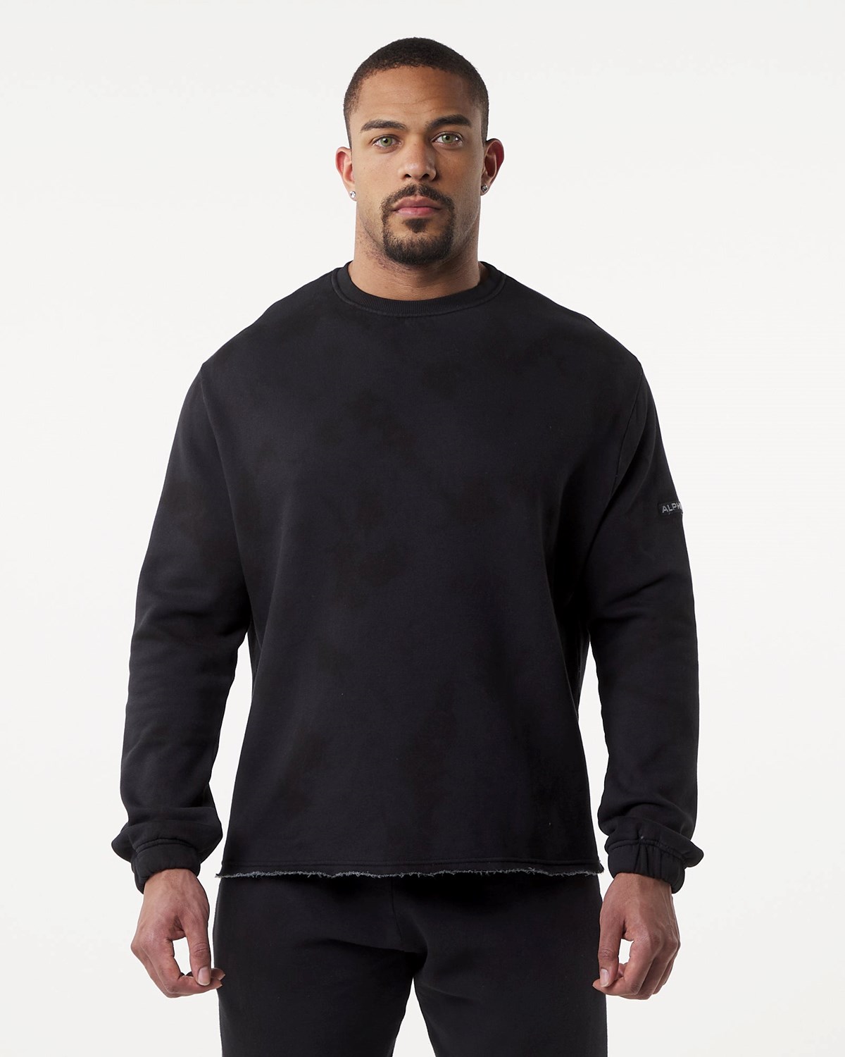 Alphalete Washed Fleece Swetry Blackbird | 10498-KZFT