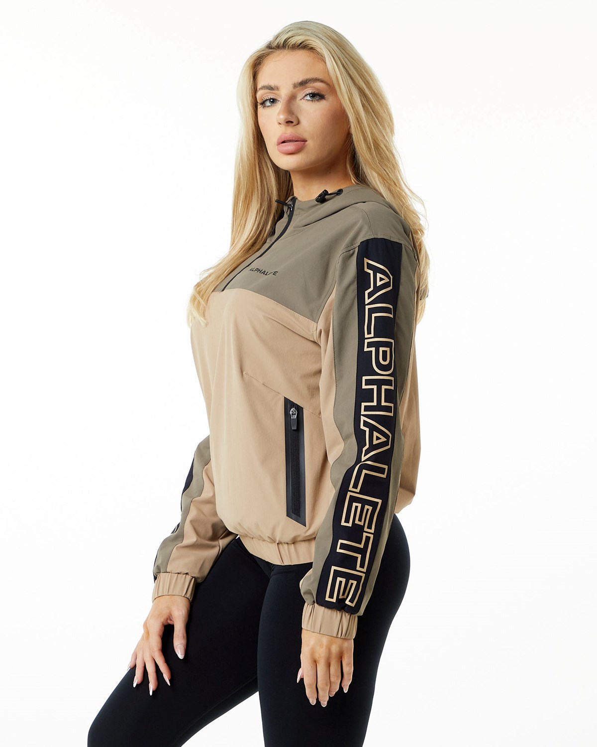 Alphalete Woven Performance Jacket Desert Safari | 29836-FYRC